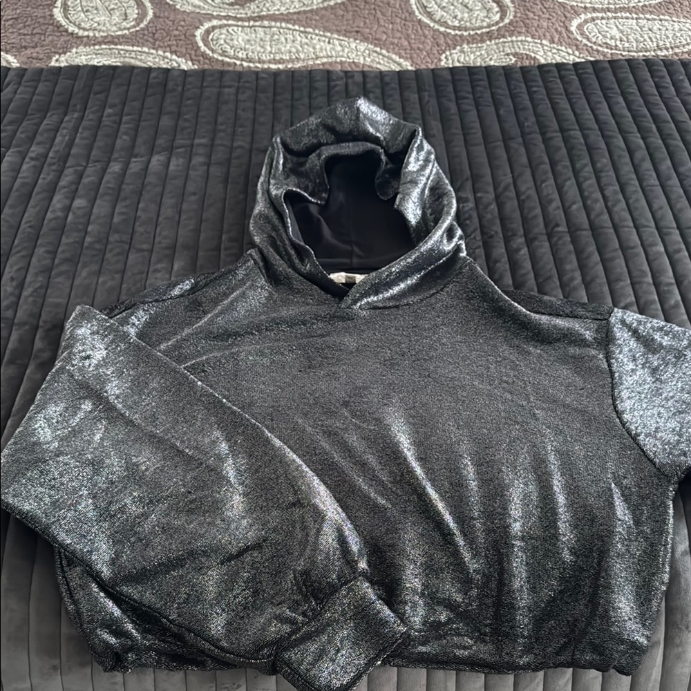 Pilcro Shimmering Black Crop Top XS